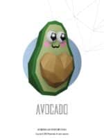 Papercraft di avocado con cuore in origami 3D