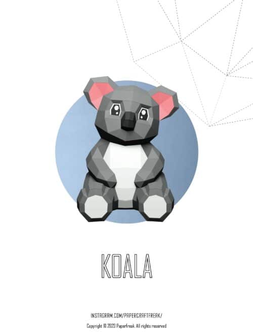 Papercraft de oso koala bebé en origami 3D