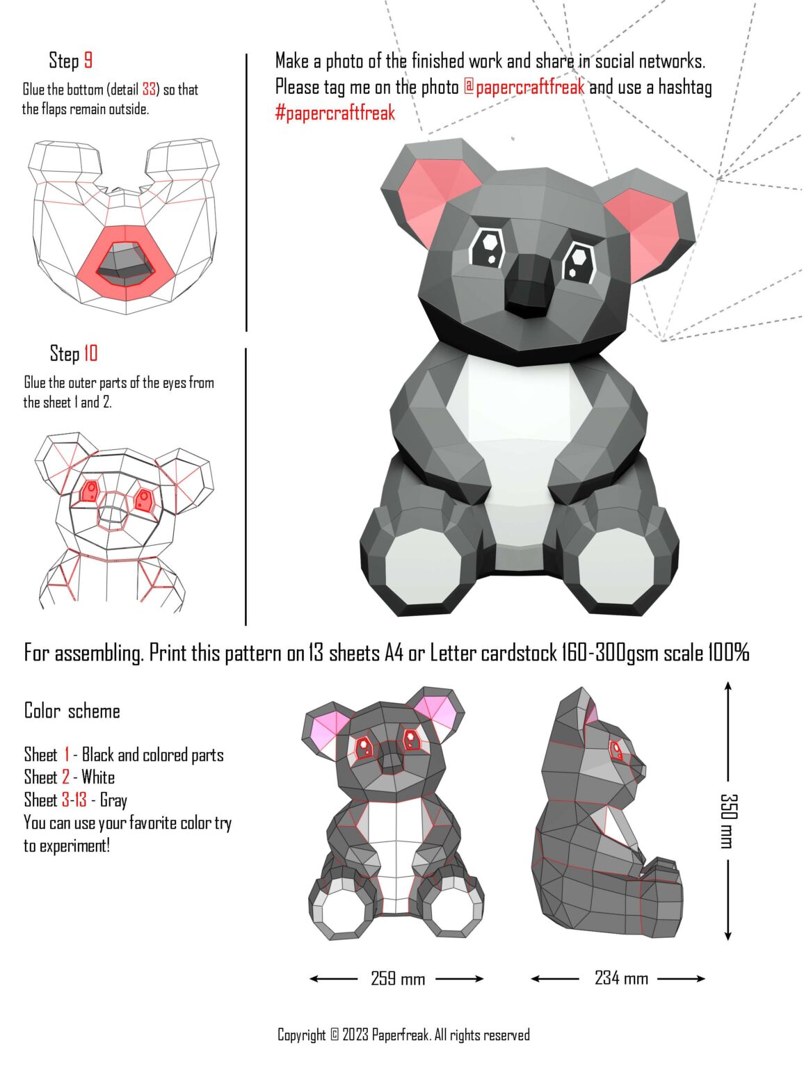 Papercraft de bébé koala en origami 3D Papercraft de bébé koala en origami 3D