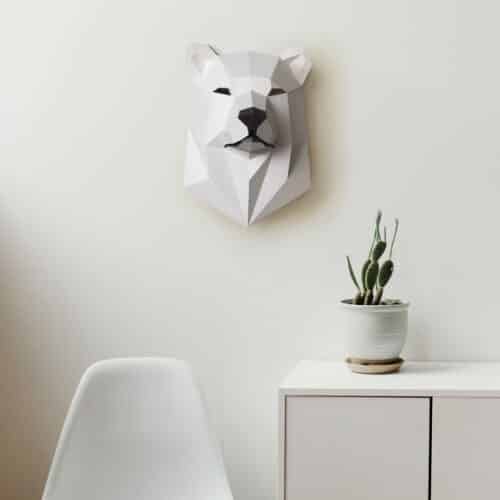 Papercraft de tête d'ours en origami 3D