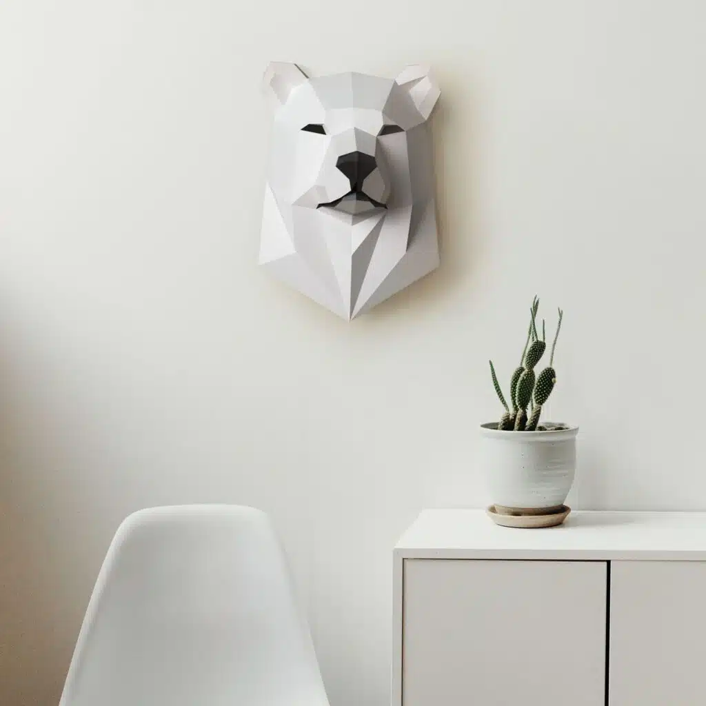 Papercraft de tête d'ours en origami 3D
