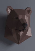Papercraft de cabeça de urso em origami 3D