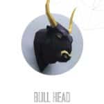 Papercraft de touro em escudo origami 3D