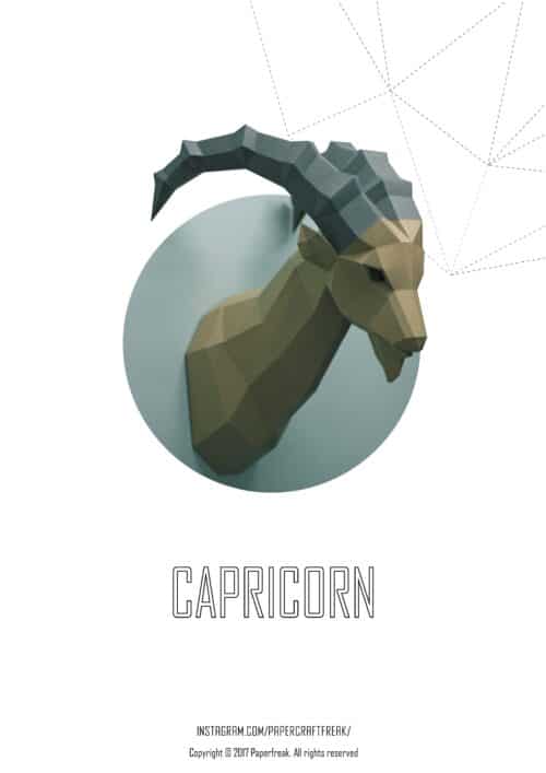 Papercraft de cabra ibex em origami 3D