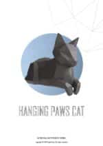 Papercraft 3D cat with hanging paws origami