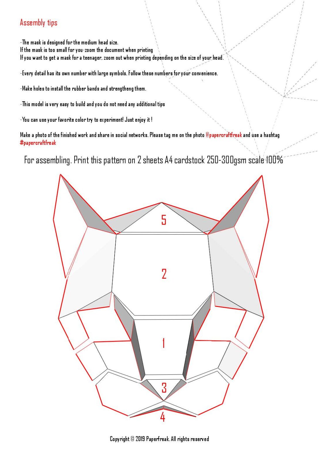 Papercraft de masque chat en origami 3D Papercraft de masque chat en origami 3D
