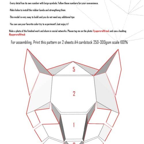 Papercraft de masque chat en origami 3D