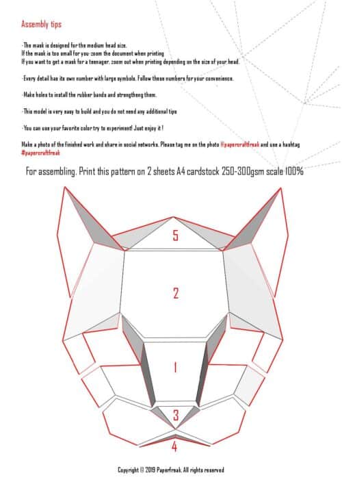 Papercraft di maschera da gatto in origami 3D