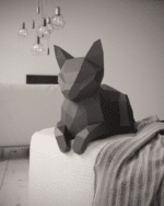 Papercraft 3D cat with hanging paws origami