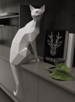 Papercraft oriental cat in origami 3D