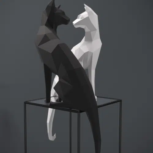 Papercraft de chat oriental en origami 3D