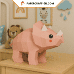 Mini tricératops en papercraft 3D