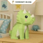 Mini tricératops assis en papercraft 3D