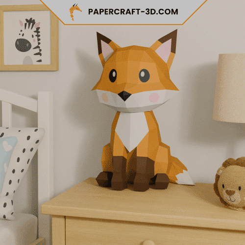 Renard en papercraft 3D