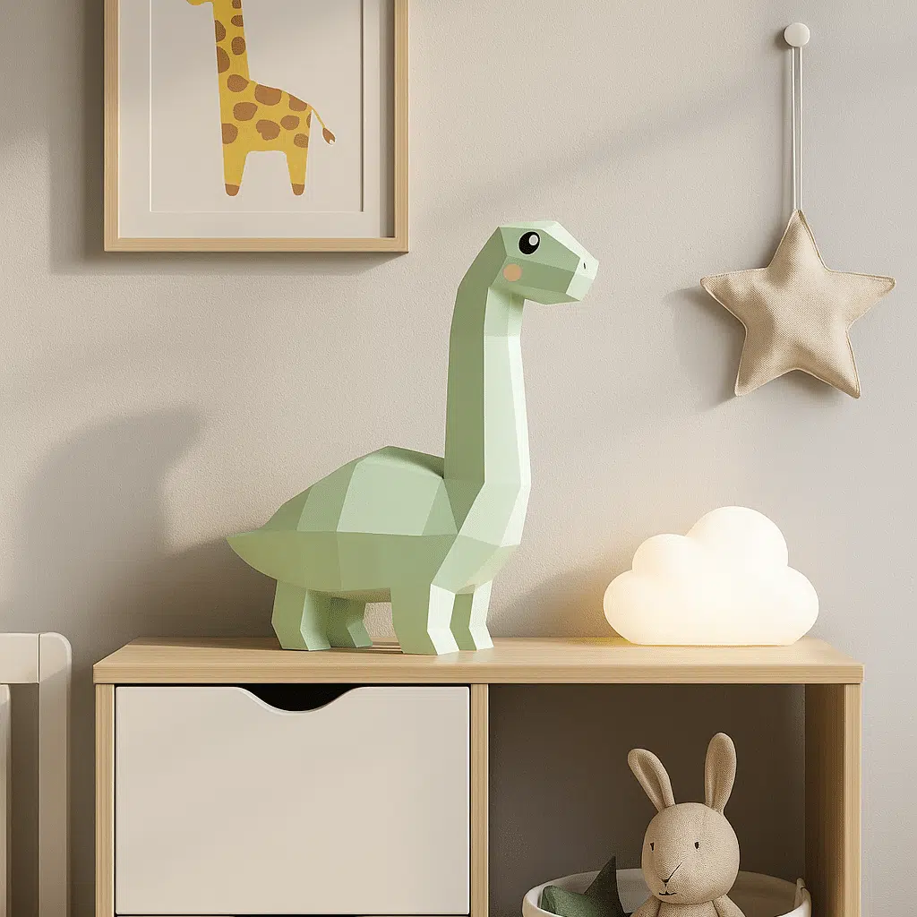Papercraft de dinosaure à long cou en origami 3D