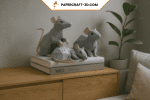 Papercraft de rats pour nouvel an chinois en origami 3D
