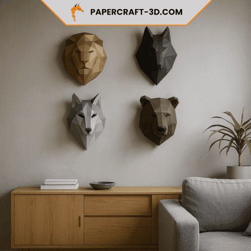 Papercraft de lune murale en origami 3D