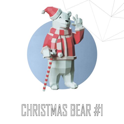 Papercraft christmas bear in origami