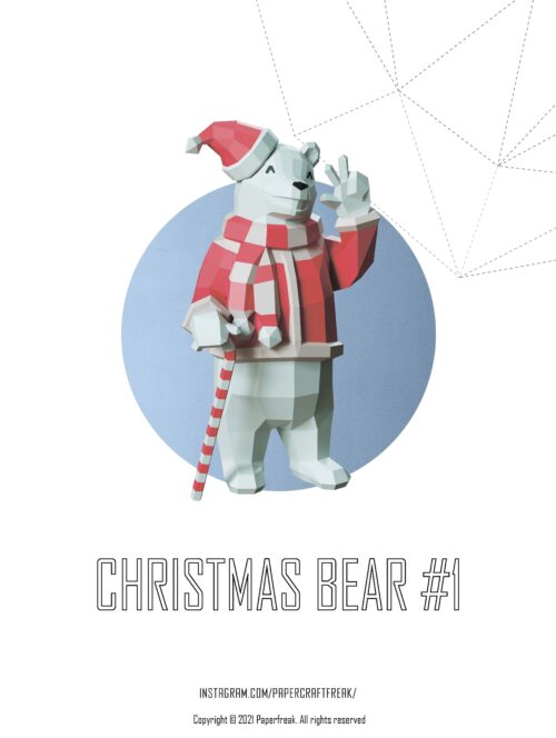 Papercraft christmas bear in origami