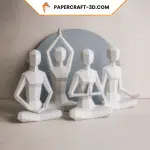 Papercraft de filles en méditation vipasana en origami 3D