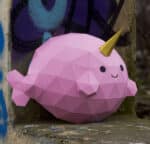 Papercraft cute narwhal origami 3D