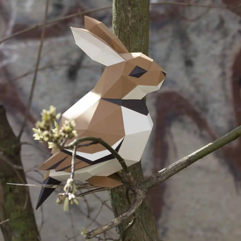 Papercraft de moineau et lapin en origami 3D
