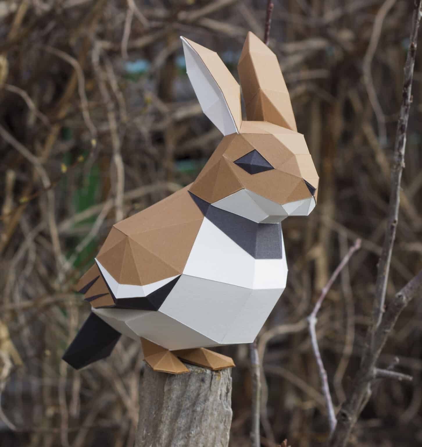 Papercraft de moineau et lapin en origami 3D Papercraft de moineau et lapin en origami 3D