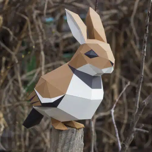 Papercraft de moineau et lapin en origami 3D