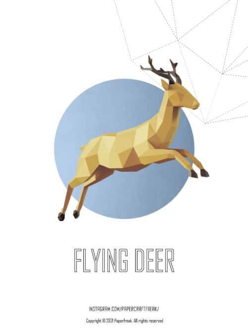 Papercraft flying deer in origami