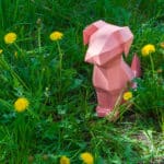 Papercraft de cabeza de doberman en origami 3D