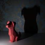 Papercraft de cabeza de doberman en origami 3D