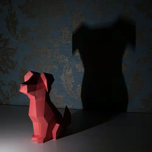 Papercraft de tête de Doberman en origami 3D