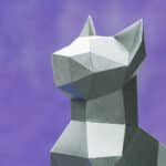Papercraft cat in origami 3D