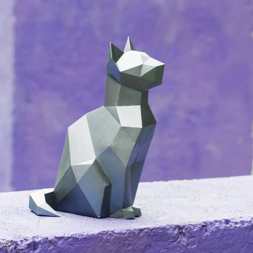 Papercraft cat in origami 3D