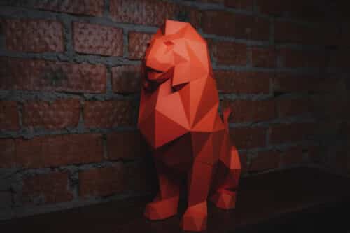 Papercraft de lion assis en origami 3D