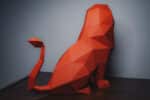 Papercraft di leone seduto in origami 3D