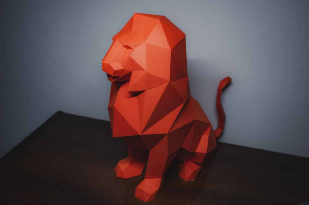 Papercraft de leão sentado em origami 3D Papercraft de leão sentado em origami 3D