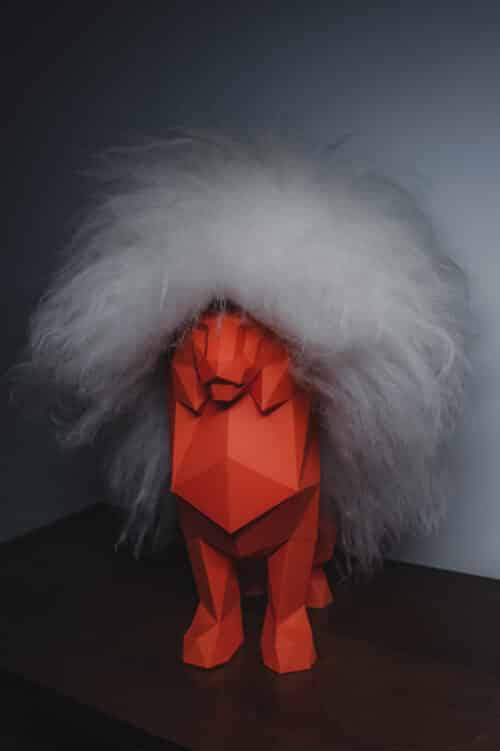 Papercraft di leone seduto in origami 3D