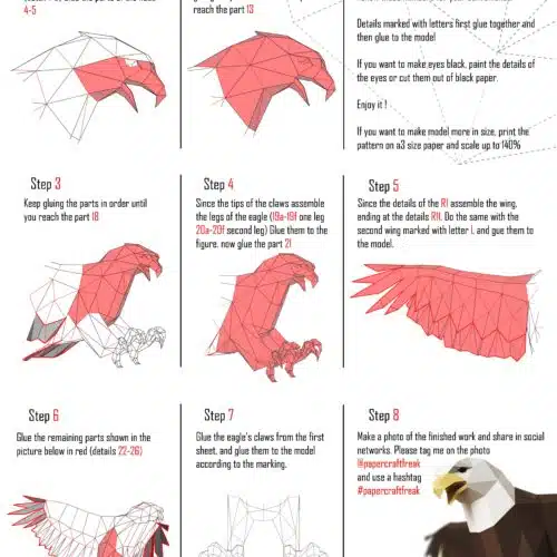 Papercraft d'aigle volant en origami 3D