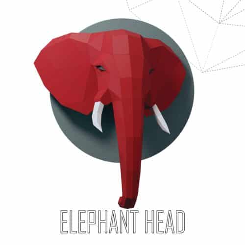 Papercraft de tête d'éléphant en origami 3D