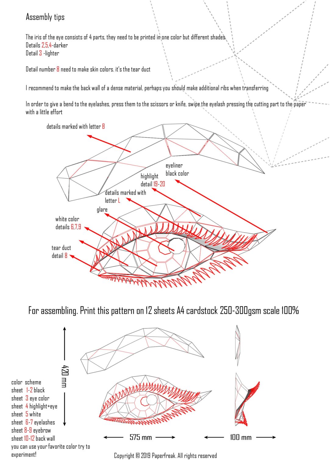 Papercraft eines Smokey-Auges in Origami 3D Papercraft eines Smokey-Auges in Origami 3D