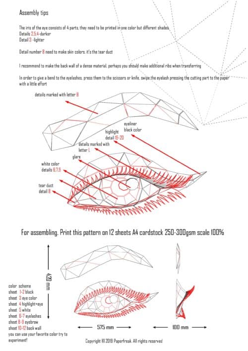 Papercraft smokey eye in origami 3D