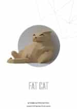 Papercraft fat cat origami template