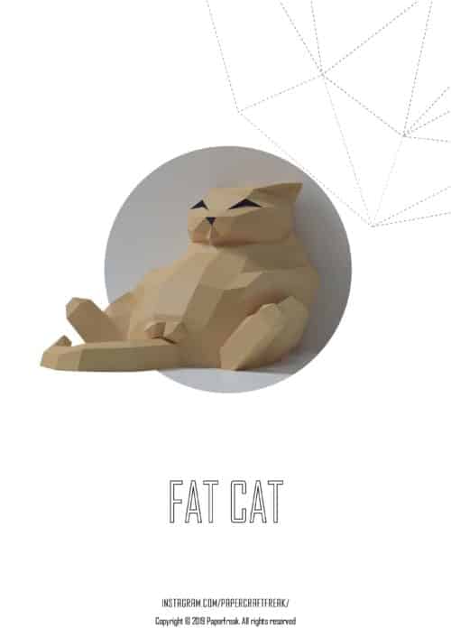 Papercraft fat cat origami template