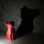 Papercraft de cabeza de doberman en origami 3D