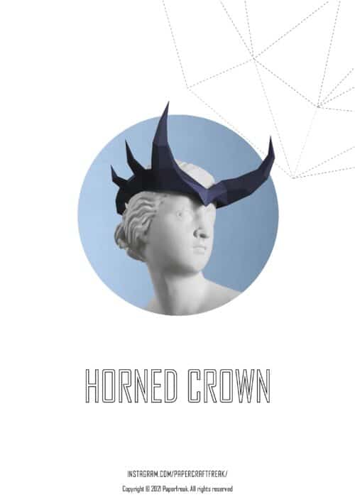 Papercraft horned crown in origami 3D