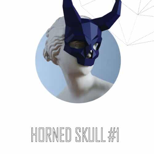 Papercraft horned skull mask origami