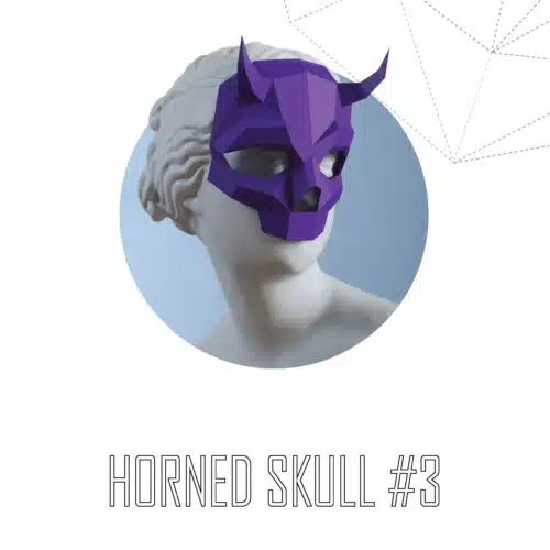 Papercraft máscara de calavera con cuernos en origami 3D
