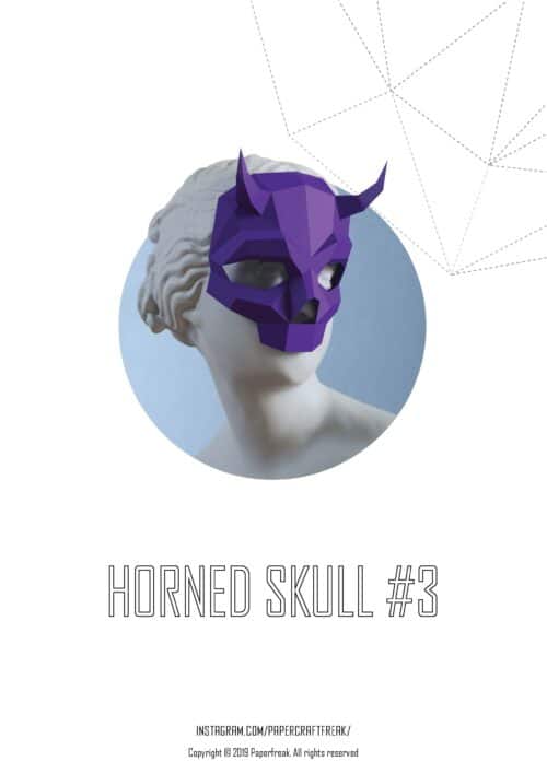Papercraft de máscara de calavera con cuernos en origami 3D