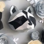 Papercraft origami 3D Waschbärenkopf